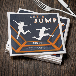 Trampoline Park Let's Jump Orange Birthday Party Napkin
