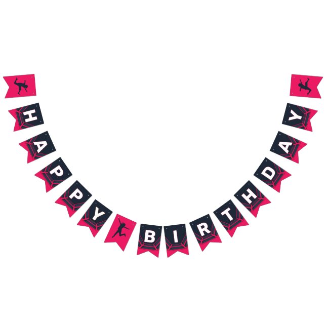 Trampoline Park Let's Jump Red Birthday Party Bunting Flags (All)