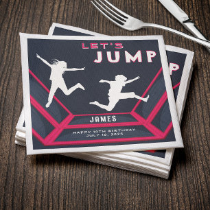 Trampoline Park Let's Jump Red Birthday Party Napkin