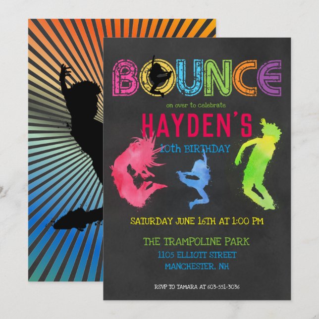 Trampoline Park Party Invitation (Front/Back)