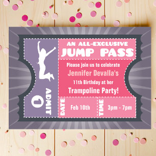Trampoline rose et violet passe-passe Invitation