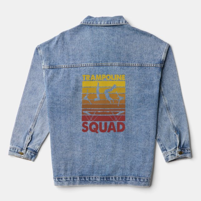 Trampoline Squad Jumping Trampoline Gymnastics  Denim Jacket (Back)