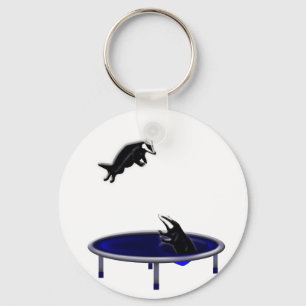trampolining badgers keychain