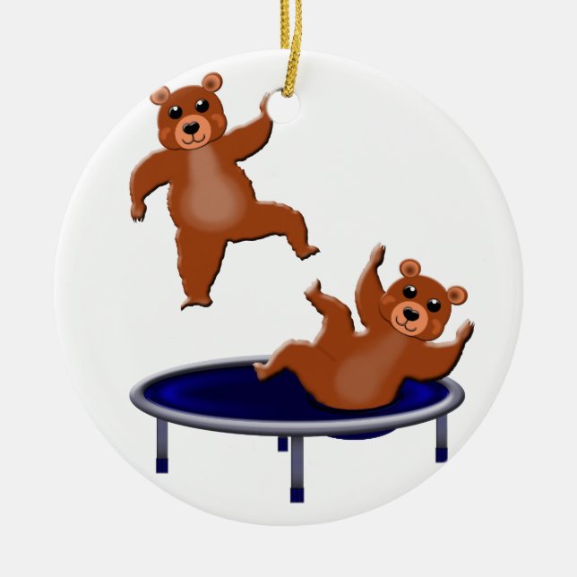 trampolining bears ceramic ornament (Front)