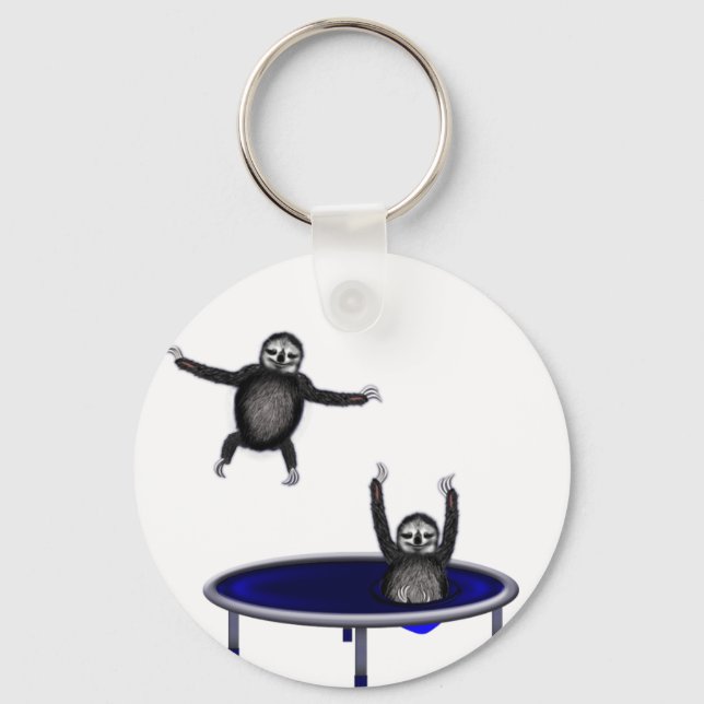 trampolining sloths keychain (Front)