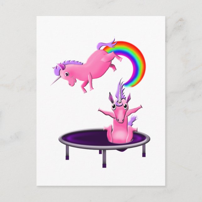 trampolining unicorn postcard (Front)