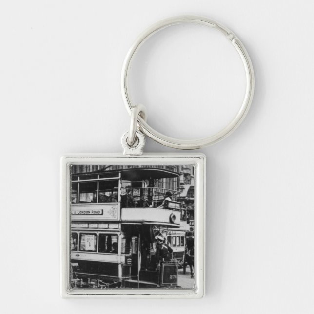 Trams in Manchester, c.1900 Keychain (Front)