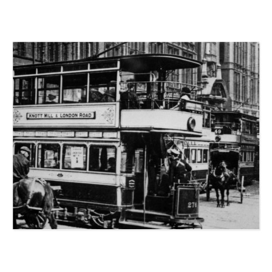 Trams in Manchester, c.1900 Postcard