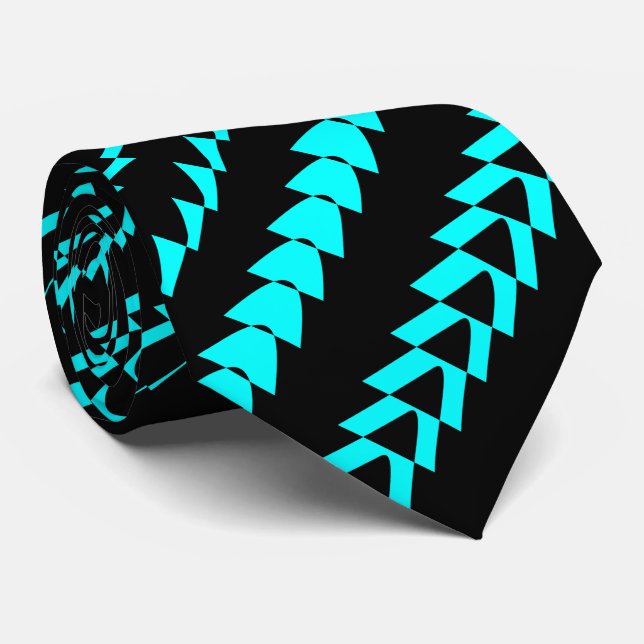 Trance Party - Black and Cyan Tie (Rolled)
