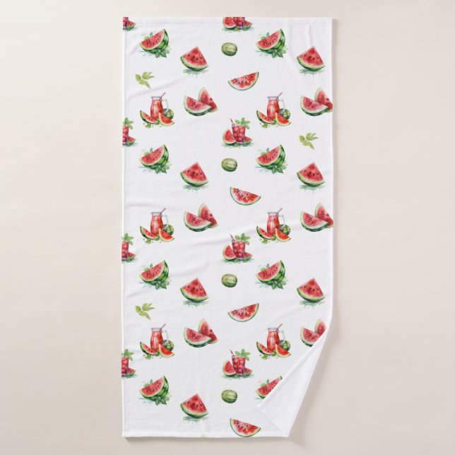 tranche de pastèque rouge, mûre, juteuse (Serviette de bain)