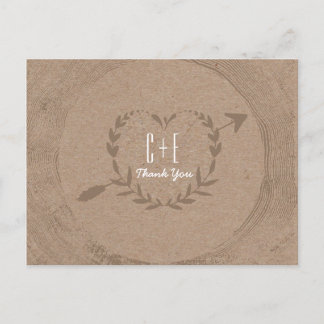 Tranche en bois rustique | Carte postale Merci