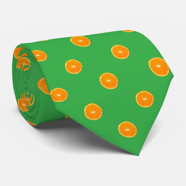 Tranches orange sur Cravate Arrière - plan verte (Roulé)