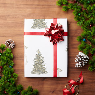 Trandy Christmas Tree and cute bow Pattern Wrapping Paper