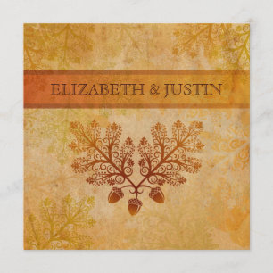 Tranished Lacy Leaves Fall Wedding Invitation