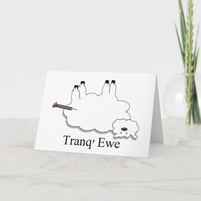 Tranq'Ewe ! Drôle carte de remerciements. (Devant)