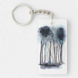 Tranquil Abstract Trees Keychain
