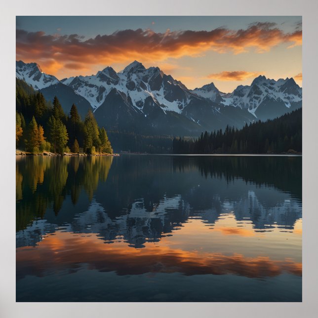 Tranquil Alpine Landscape at Sunrise Poster (Front)