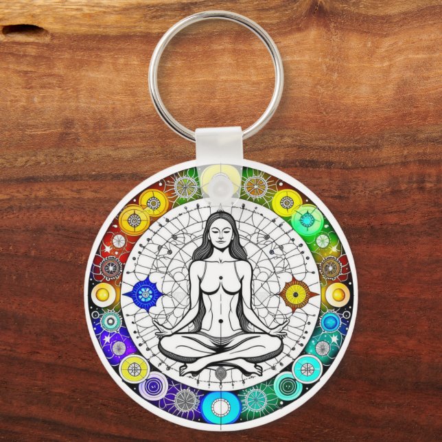 Tranquil and Serene Peaceful Meditation Keychain (Front)