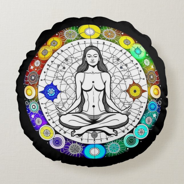 Tranquil and Serene Peaceful Meditation Round Pillow (Front)