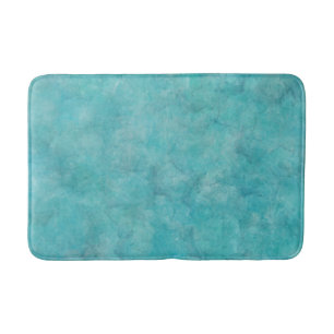 Tranquil Aqua Blue Watercolor Stain Bath Mat
