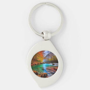 Tranquil Autumn River Landscape  Keychain