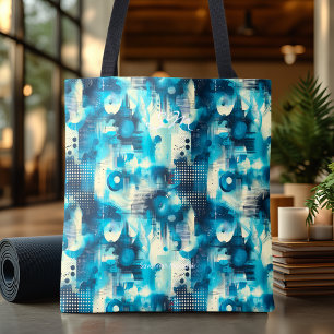 Tranquil Blue Abstract Personalized Tote Bag