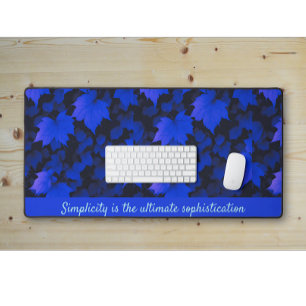 Tranquil Blue Autumnal Leaves Desk Mat