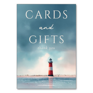 Tranquil Blue Coastal Lighthouse Table Number