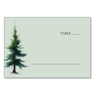 Tranquil Blue-Green Watercolor Tree Table Number