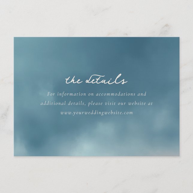 Tranquil Blue Minimalist Wedding Details Card (Front)
