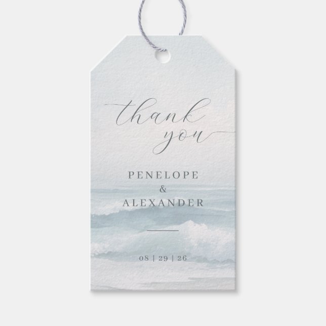 Tranquil Blue Ocean Waves Gift Tags (Front)