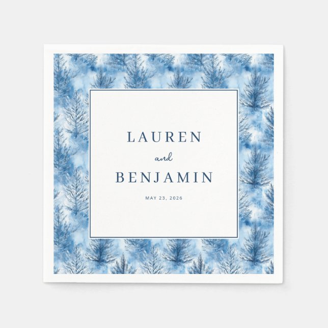 Tranquil Blue Pine Trees Napkin (Front)