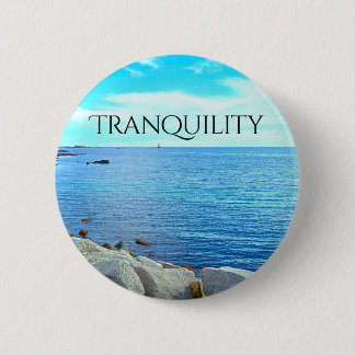 Tranquil Blue Sea Photo with Azure Sky 2 Inch Round Button