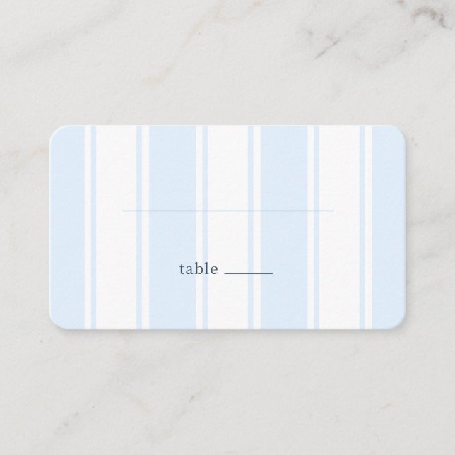 Tranquil Blue Stripes Place Card (Front)
