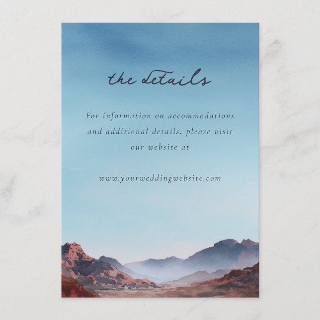 Tranquil Blue Watercolor Mountain Landscape Enclosure Card (Front)