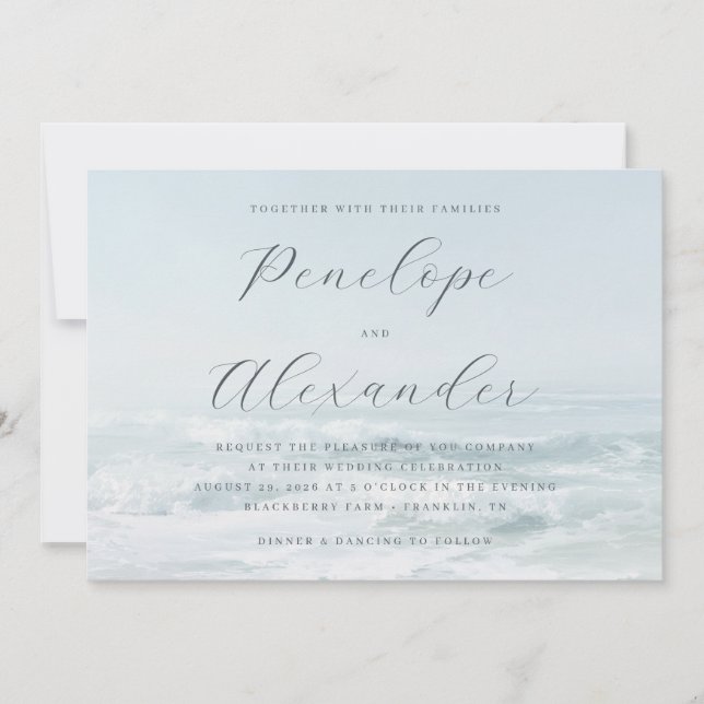 Tranquil Blue Wave Elegancy Invitation (Front)