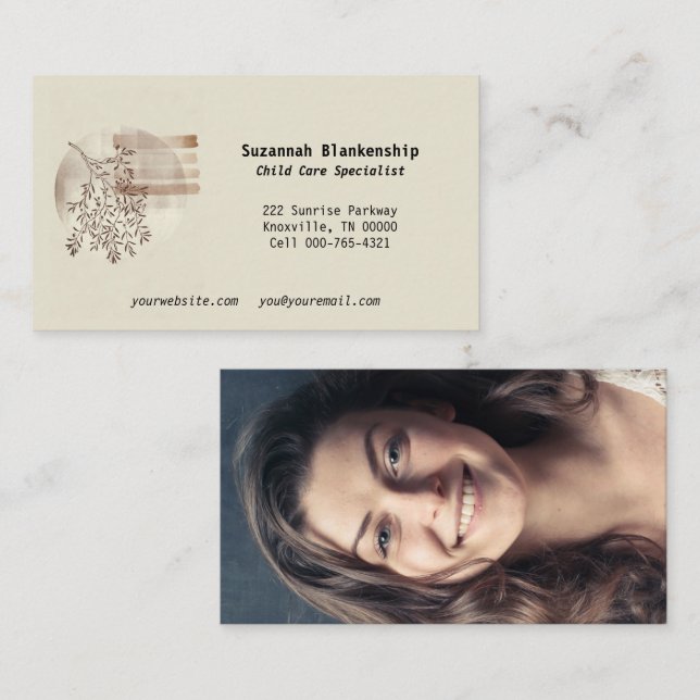 Tranquil Boho Art Front Custom Photo Back Business Card (Front/Back)