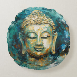 Tranquil Buddha Aura Spiritual Art Round Pillow