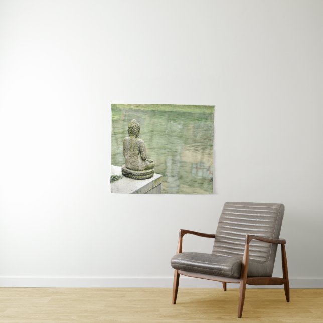 Tranquil Buddha Water Reflection Meditation Tapestry (In Situ (Horizontal))