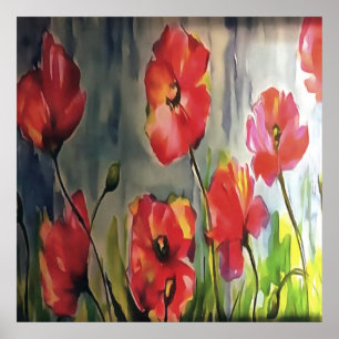 Tranquil Buds Blowing In The Wind Painting Poster