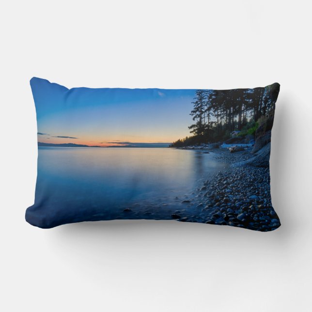 Tranquil Coastal Sunset Lumbar Pillow Cover (Front)