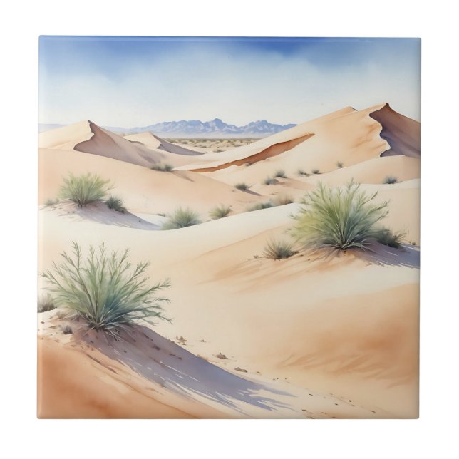 Tranquil Desert Landscape with Soft Dunes Tile (Front)