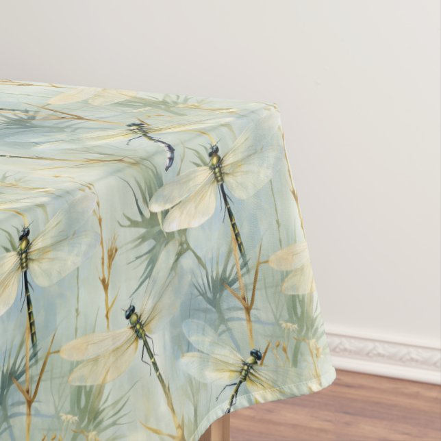 Tranquil Dragonfly Watercolour-style Large Tablecloth (In Situ)