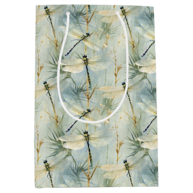 Tranquil Dragonfly Watercolour-style Medium Gift Bag (Front)