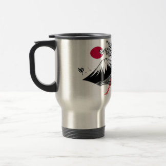 "Tranquil Elegance – Mount Fuji in Ink" Travel Mug
