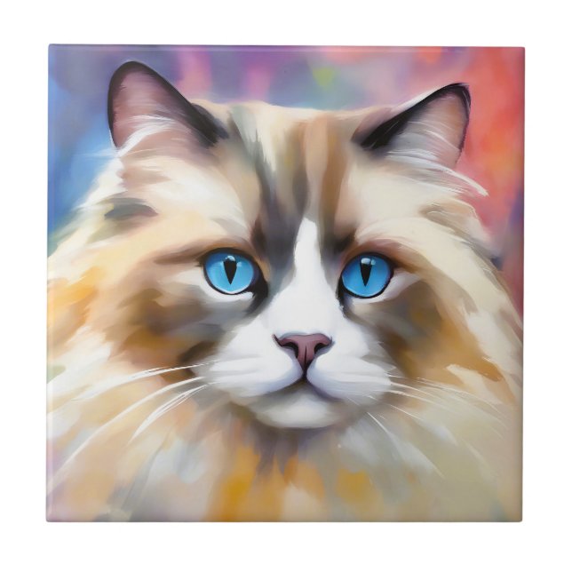 Tranquil Elegant Ragdoll Cat Tile (Front)