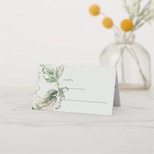 Tranquil Eucalyptus Elegant Green Breezy Sea Glass Place Card