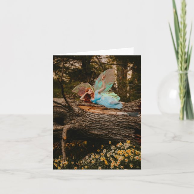 Tranquil Fairy in a Daffodil Field - Folded Card (Front)