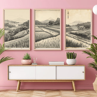 Tranquil Fields – Japanese Countryside Vintage Art