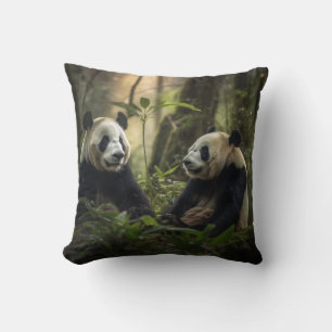 Tranquil Forest: Panda Pair Throw Pillow